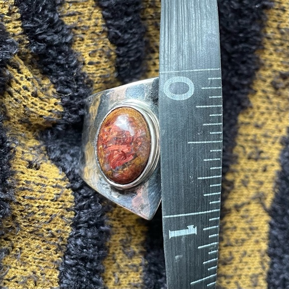 Vintage Sterling Silver Bronzite Hammered Wrap Ring size 8.5 - Picture 13 of 13